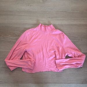 Studio Works Turtleneck Crop Top Long Sleeve Custom Cropped Salmon Pink Size M
